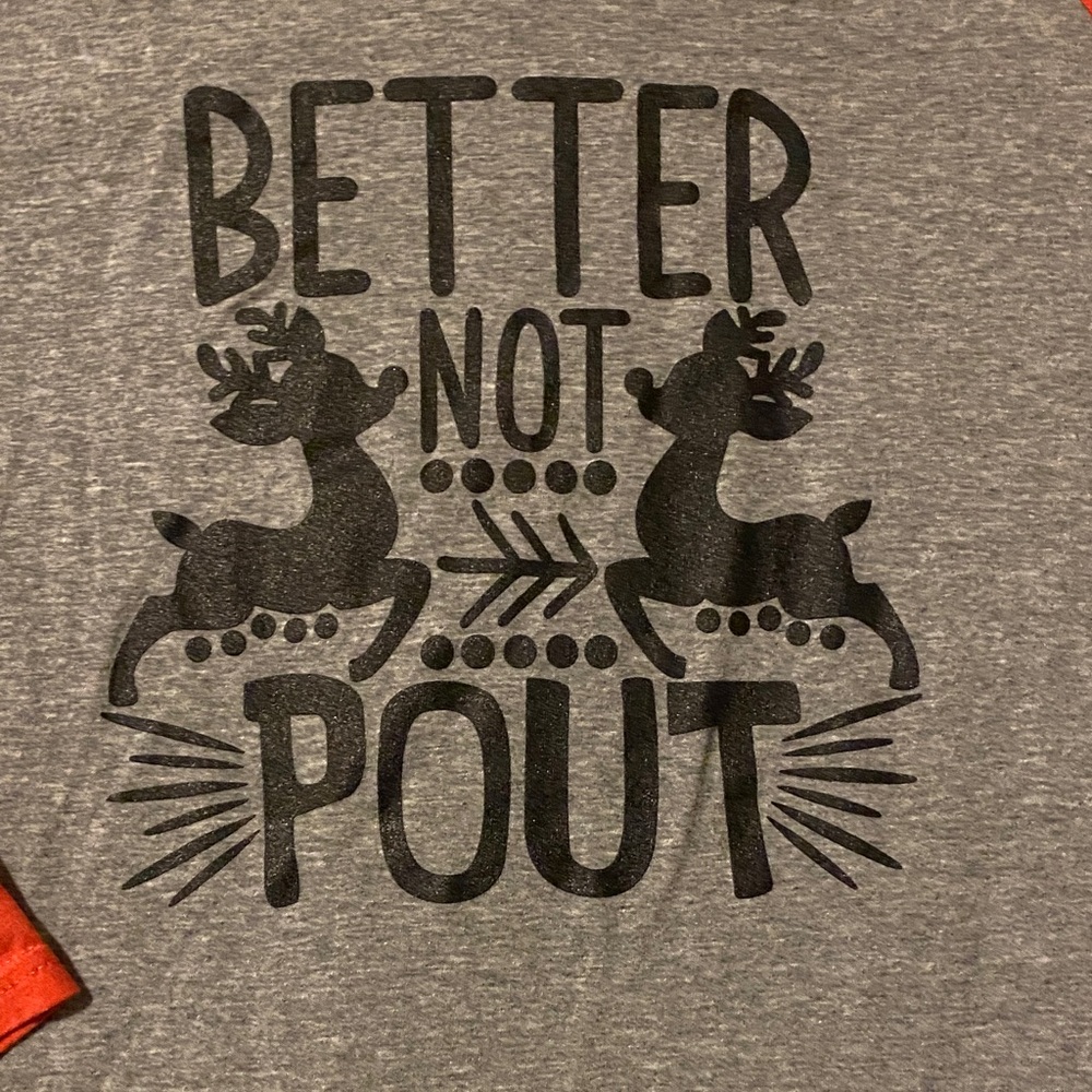 Better Not Pout Grey & Red Raglan Tee - Picture 2 of 3